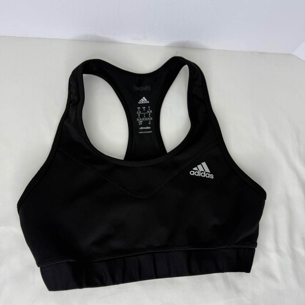 Adidas Techfit Climalite Womens Racerback Sports Bra Black Medium Support Small‎ - Picture 3 of 10